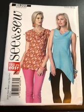 Butterick Pattern B6309 Ms SEE & SEW Pullover Tops w/Draped Neck & Opts XS-XXL