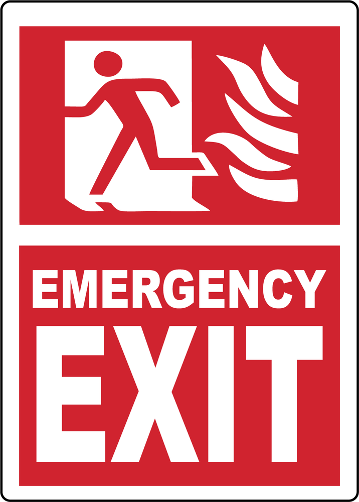 Emergency Exit Fire Exit Laminated Vinyl Decal Sticker Label for Safety