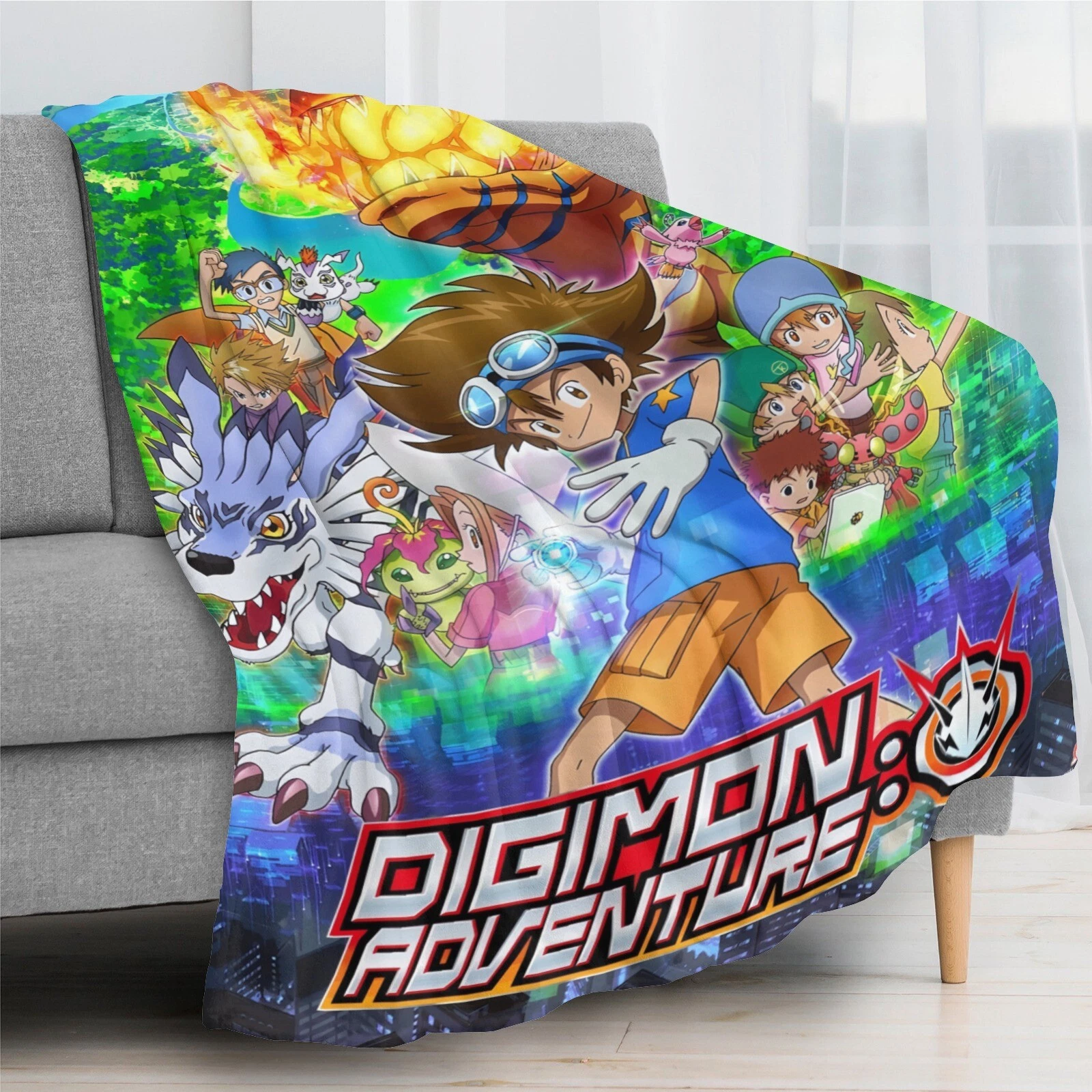 Digimon Adventure Fleece Blanket for Bed Sofa Cozy Lightweight Gift