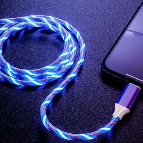 LED USB flowing Light Up Type-C Data Cable For iPhone Charger Sync Charging Cord - Picture 8 of 15
