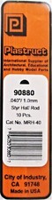 Plastruct 90880 MRH-40 Styrene Round Half Rod .040" 10 pcs