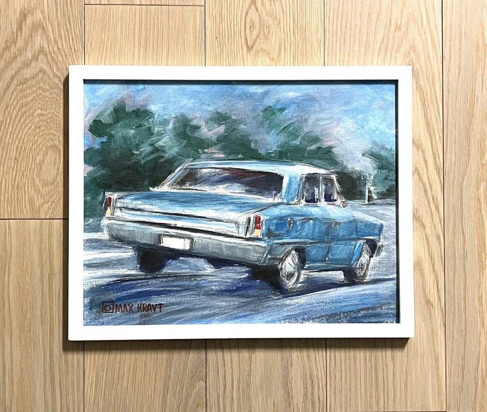 Chevy Nova Pintura Original 1967 Chevrolet Clásico Vintage Coche Deportivo Arte Enmarcado Foto 3 de 4