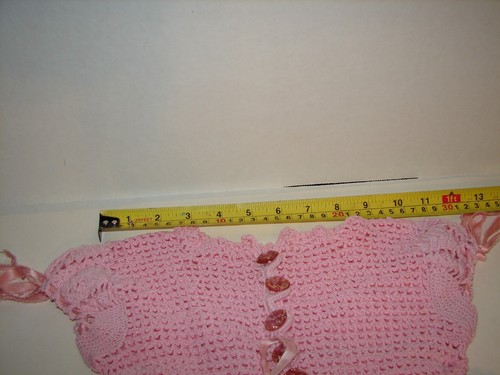 Handmade Vintage Pink Crochet Retro Girls Toddler Baby Doll Dress- Back Stains - Picture 5 of 11