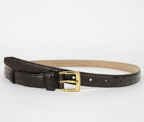 Nuovo Gucci Donna Marrone Scuro Skinny Coccodrillo Cintura Oro Fibbia  269813 | eBay