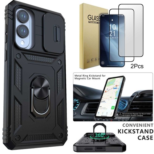 For Samsung Galaxy S25 Edge Case Slim Hard Ring Stand Cover/Clear Tempered Glass - 第 22/57 張圖片