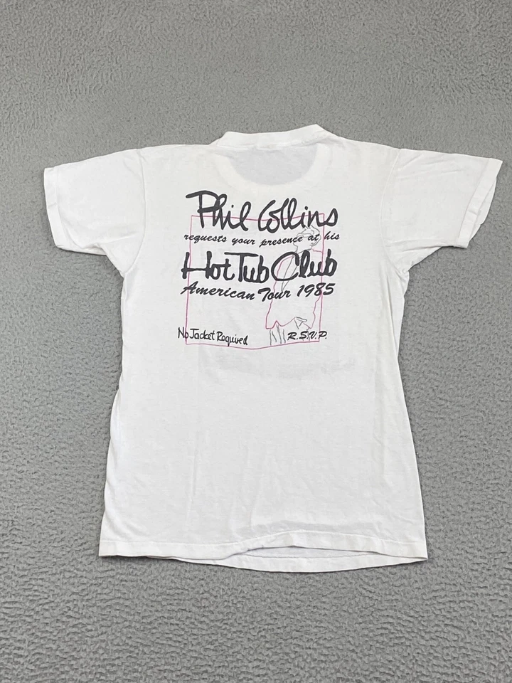 PHIL COLLINS DE COLECCIÓN 1985 No se requiere chaqueta gira puntada única pantalla estrellas adulto S Foto 2 de 4
