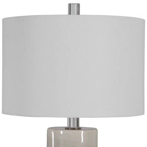 Elegant Contemporary Beige Gray Drip Table Lamp Cylinder White - Picture 5 of 7