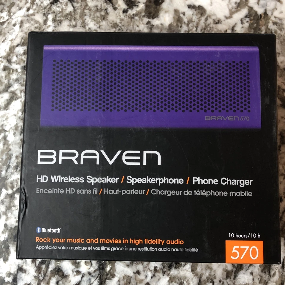 Braven PURPLE HD Altavoz Inalámbrico Bluetooth Altavoz Teléfono Cargador 570 Nuevo Foto 4 de 4