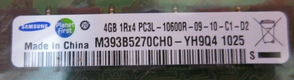 New Samsung M393B5270CH0-YH9Q4 605312-171 4GB PC3-10600 DDR3 ECC CL9 240P Memory - Image 3 of 4