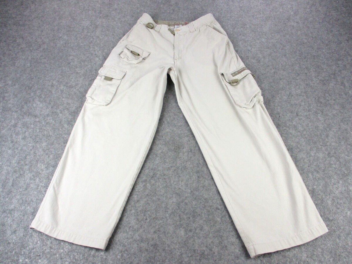 42×30 LA Gate White Wide Leg Baggy Pants VINTAGE LA Gate Pants Men 30 Off White Cream Cargo Baggy