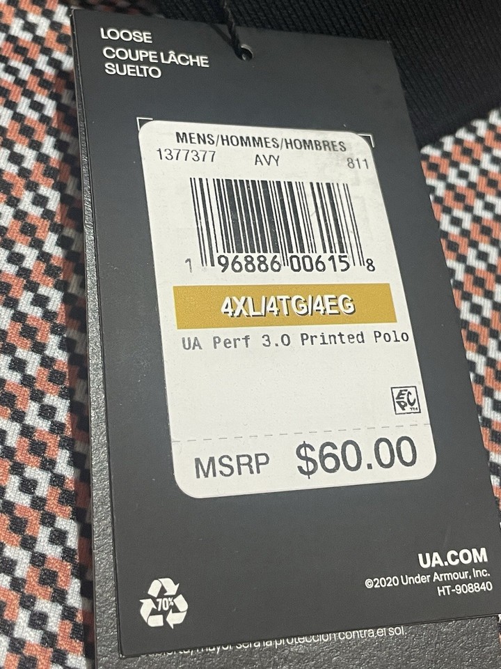 Under Armour Golf Polo Shirt Men’s 4XL Big & Tall Loose Fit Performance