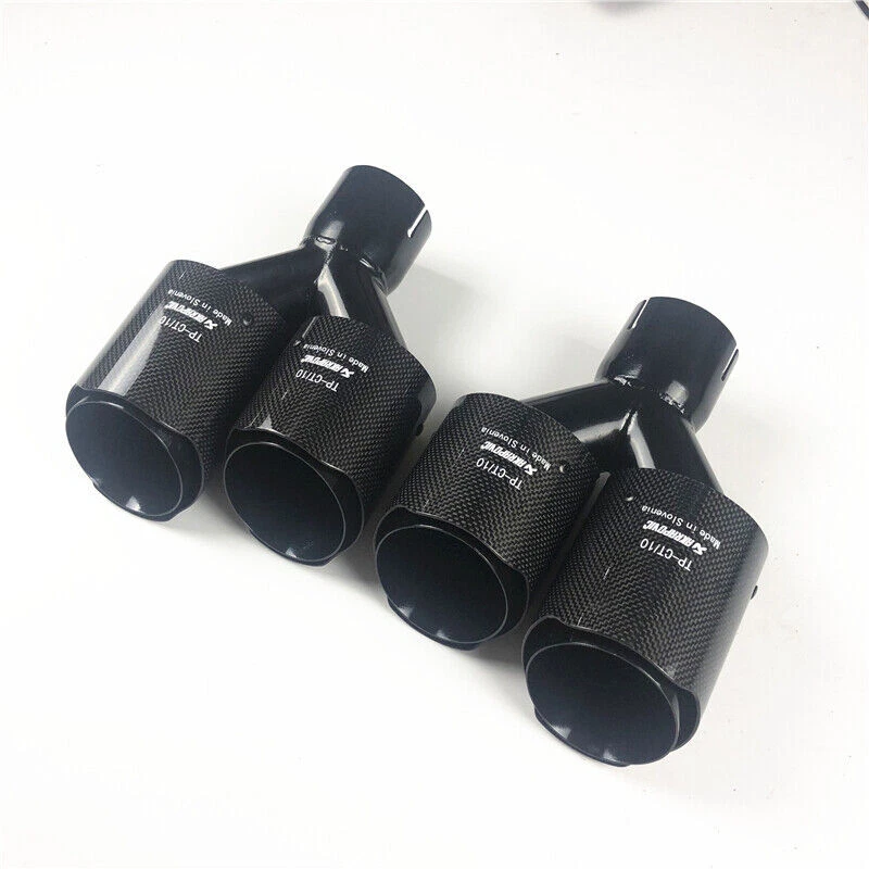 2Pcs Akrapovic Real Carbon Fiber Car Exhaust Tip Dual End Pipes ID:2.5" OD:3.5"- Foto 2 de 4
