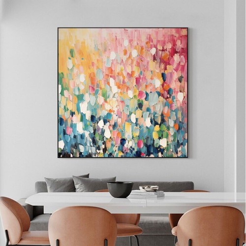 Abstrakte malerei Blumen 60x60Gold Kunst handgemalt gemälde Bild Kunst Art