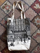 Strand Bookstore NYC Canvas Tote Shoulder Bag Black Cream City Print Zipper