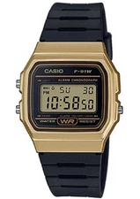 New Casio F91WM-9A Digital Chronograph Watch, Black Resin Band, Alarm F91WM-9ACF