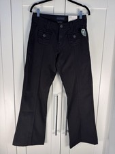 NWT Aeropostale Low Rise Flare Pants Size 2 Black Y2K Utility Cotton Lyocell