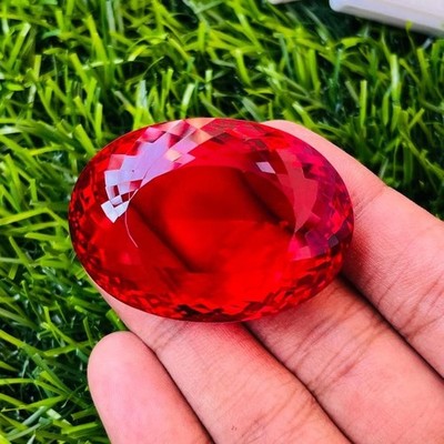 126Ct Natural Ruby Gemstone Oval cut Certified Ruby Burma Gemstone Jewelry