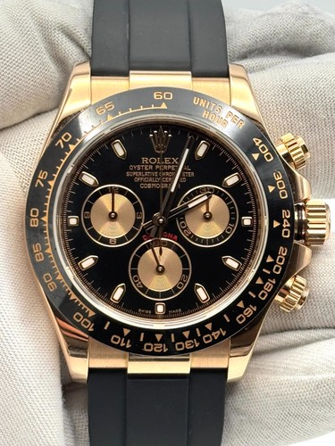 eBay Live- Rolex Daytona Black Dial Rose Gold Oysterflex 116515LN B&P 2019 - M15