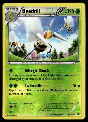 2015 Pokemon TCG XY Primal Clash Reverse Holo Stage 2 Beedrill 3/160