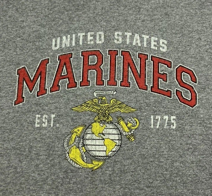United States Marines USMC Eagle Globe Anchor T‑Shirt Men’s XL Gray Military Tee