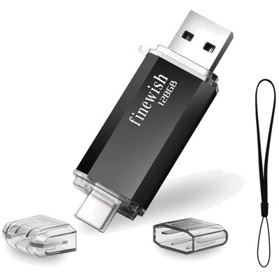 2 in 1 USB-C Stick 128 GB - Tragbarer Flash Drive für Mac & Android Schwarz