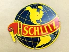 VINTAGE SCHILTZ BEER 12x10.5" PORCELAIN SERVICE PUMP STATION OIL GASOLINE SIGN