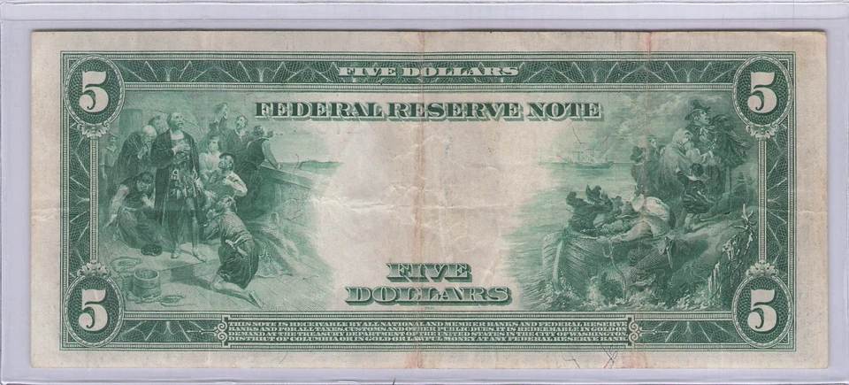 1914 $5 Federal Reserve Note San Francisco CA - Image 2 of 2
