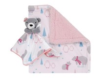 Bear Security  Sherpa Blanket Gift Set, Pink, Girls Baby Shower, Nojo B12 MP