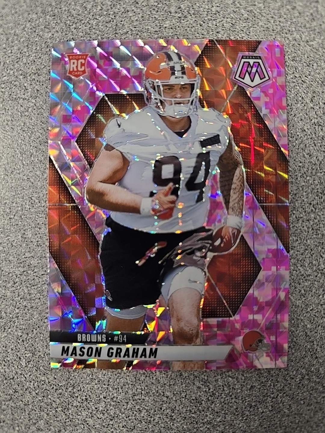 2025 Panini Mosaic Football Mason Graham No. 311 Pink Camo Mosaic Rookie Card