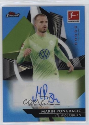 2020 Topps Finest Bundesliga Blue Refractor 59/65 Marin Pongracic #100 Auto 4f5