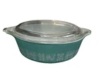 Vtg PYREX Amish Butterprint Turquoise #471 -1 Pt Cinderella Casserole Dish w/Lid