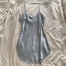 Vtg Victoria's Secret Gold Label 100 Silk Blue Satin Slip Dress Size S Elegant