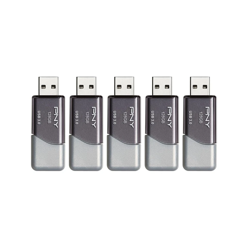 PNY 128GB Turbo Attaché 3 USB 3.0 Flash Drive 5-Pack – Grey, P-FD128X - Image 3 of 4