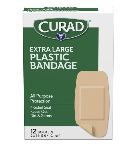 Curad (Extra) X- Large Sterile Plastic Adhesive Bandaids Bandages 2x4 Inches