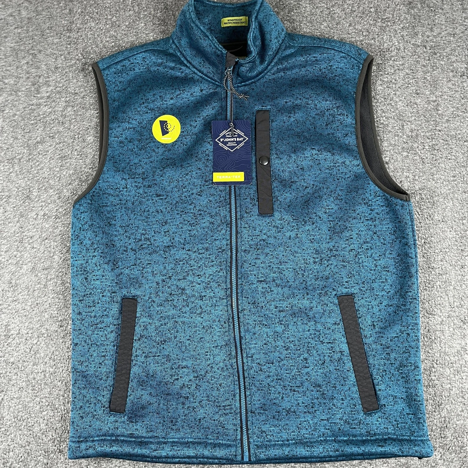 St Johns Bay Vest Mens Large Blue Terra-Tek Windproof Water Resistant Fleece