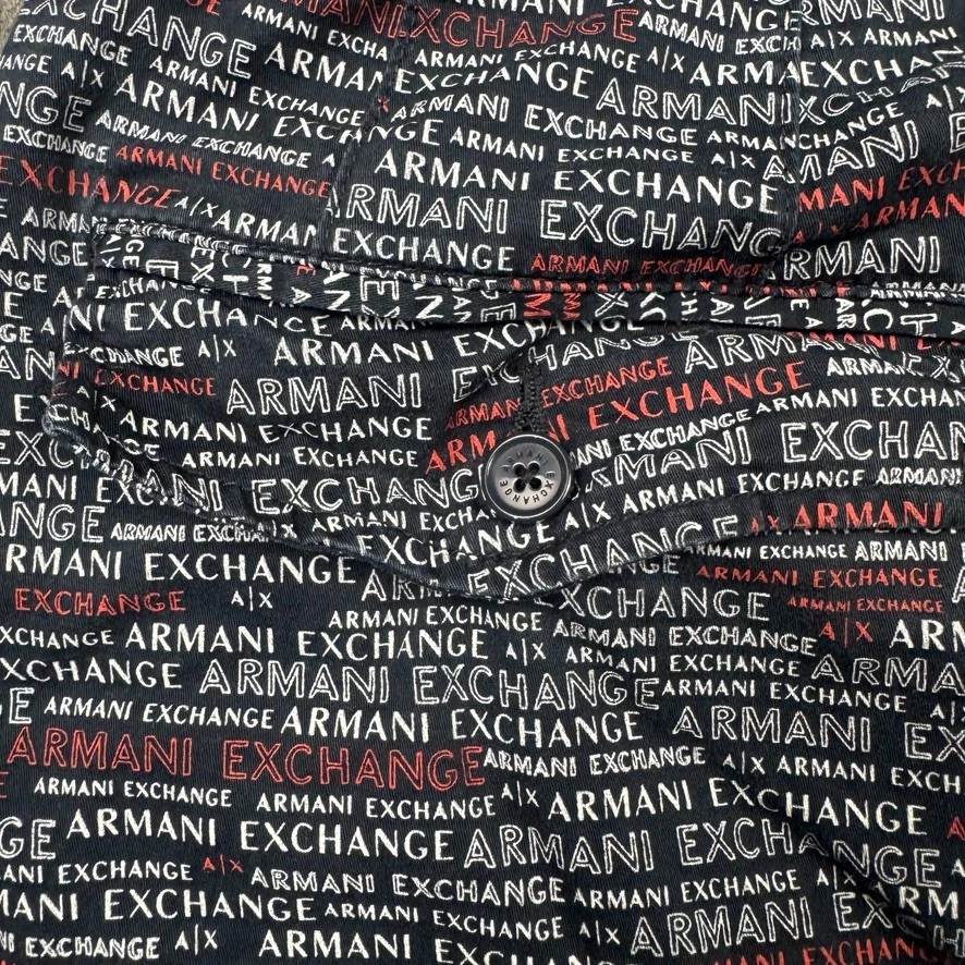 Armani Exchange A|X Shorts Men 35x9 Black All Over Print Designer Streetwear - Image 4 of 4