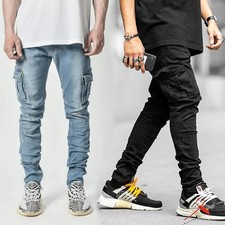 Men  s Cargo Denim Jeans Multi Pocket Loose Fit Casual Streetwear Pants