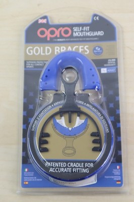 Opro Gold Zahnspange Self Fit Blau Mundschutz Kontakt Sport 7+ Erwachsene NEU KOSTENLOSER VERSAND