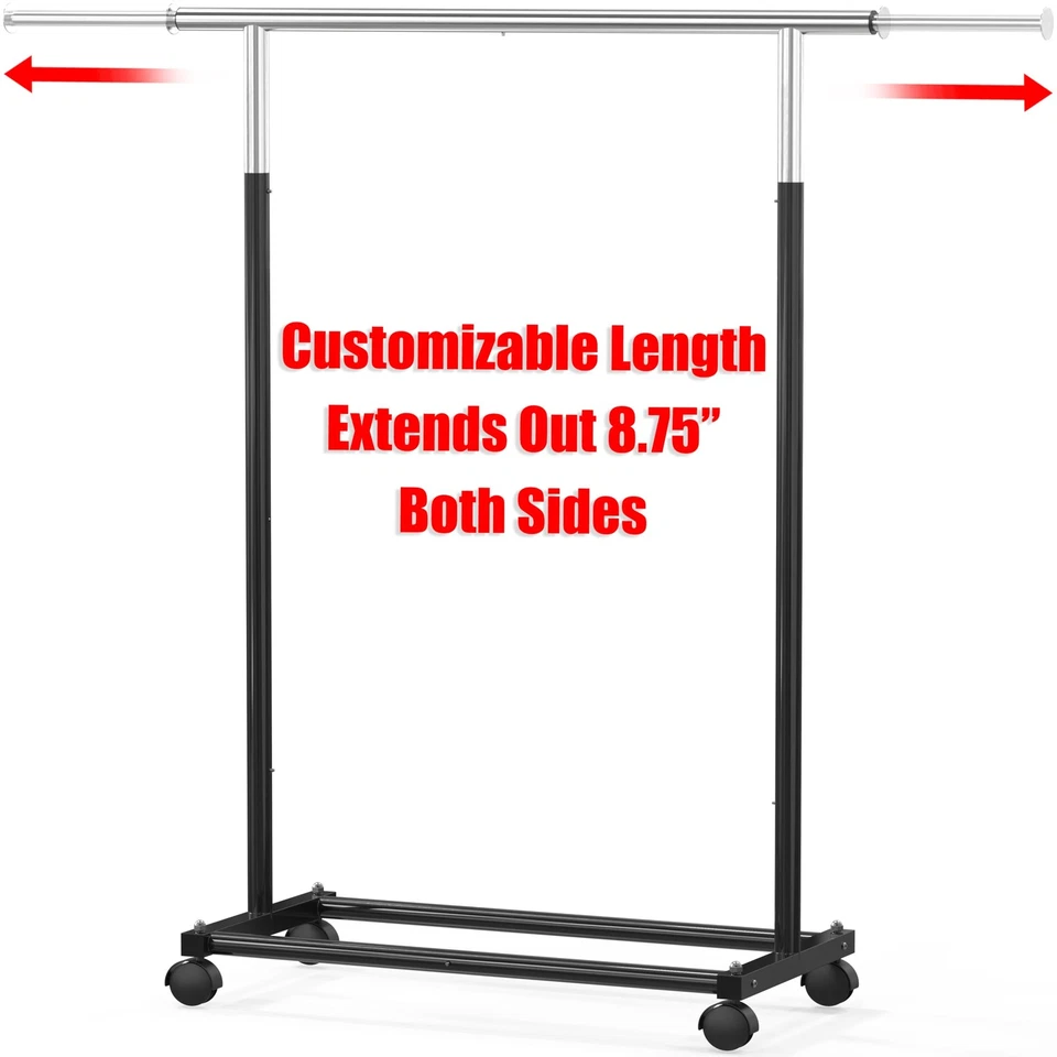 Black Garment Rack - Standard Rod, Portable Clothes Organizer, Space-Saving S... - Image 3 of 4