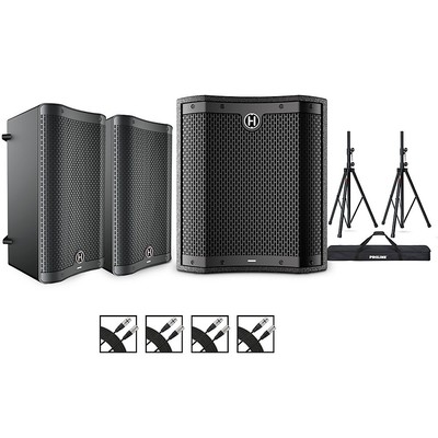 Harbinger VARI 2000 Powered Speakers Package w/VS12 Sub/Stands/Cables 10'' Mains
