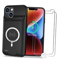Wireless Charging Case for iPhone 14, 10000mAh High Capacity Portable Black