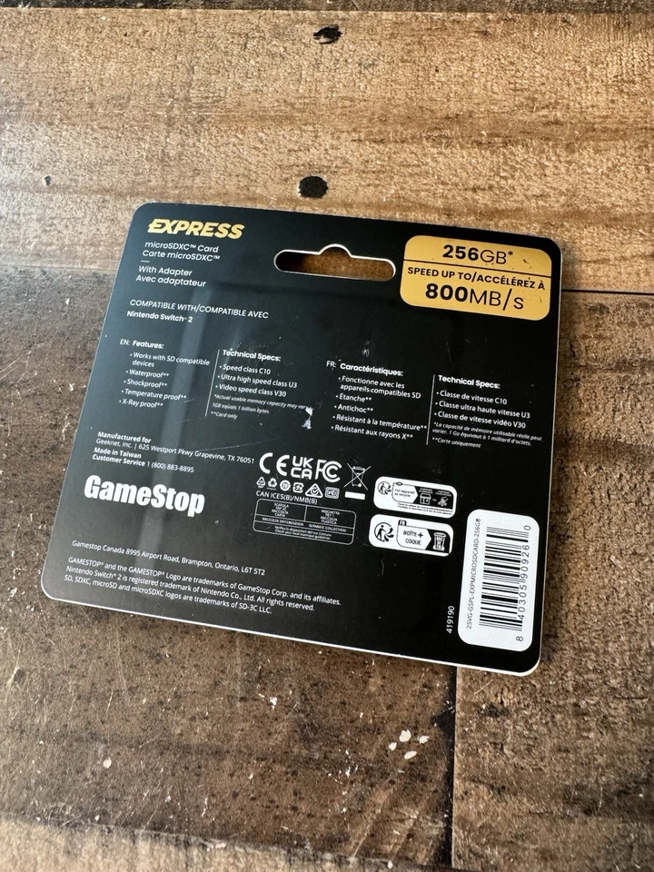 Express Microsdxc Card with Adapter 256 Gb SD Card 800 MB/s Brand New Sealed - Image 3 of 3