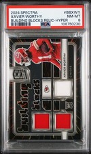 2024 PANINI SPECTRA #BBXWY XAVIER WORTHY BUILDING BLOCKS RELIC-HYPER PSA NM-MT 8