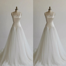 Victorian Wedding Dresses Tulle Vintage 1960s Sleeveless A Line Bridal Gowns