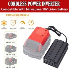 Power Supply Inverter For Milwaukee 18V Battery to AC 110V/200W Sine Wave w/USB