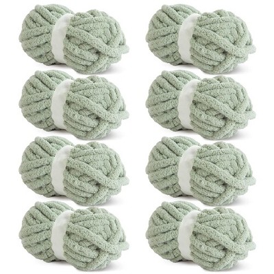 Sage Green Chunky Bulky Chenille Crochet Yarn 8 Pack Thick Fluffy Yarn