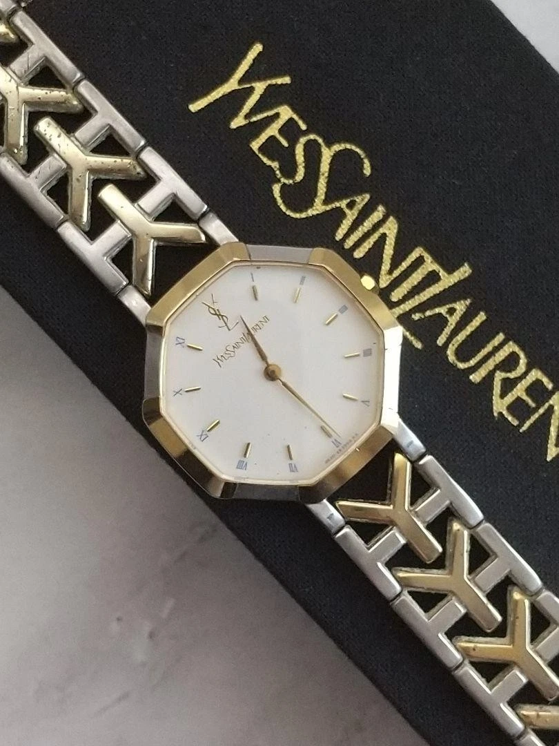 SAINT LAURENT (YSL) Orologio donna Yves Saint Laurent quarzo cassa oro argento quadrante bianco