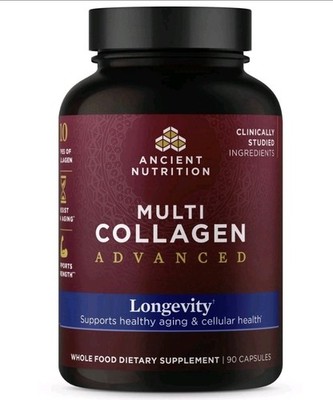 Ancient Nutrition Multi Collagen Advanced - Longevity - 90 Caps- NEW - Exp 10/27