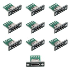 10 Pcs USB C Panel Mount Connector DIY Type C Female Socket Connector Panel Moun