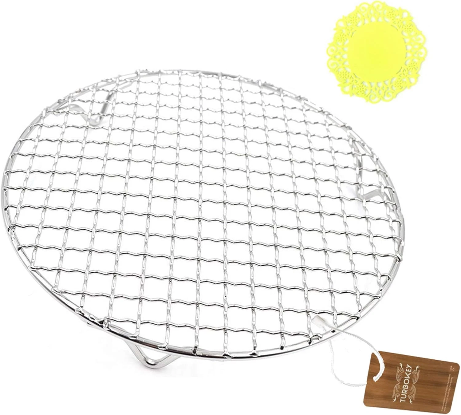 Wire Steaming Cooling Rack and Baking Barbecue Rack with Legs Dia 8.9" Stainless